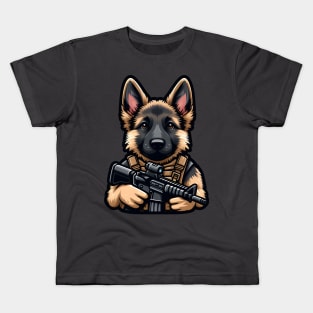 Tactical German Shepard Puppy Kids T-Shirt